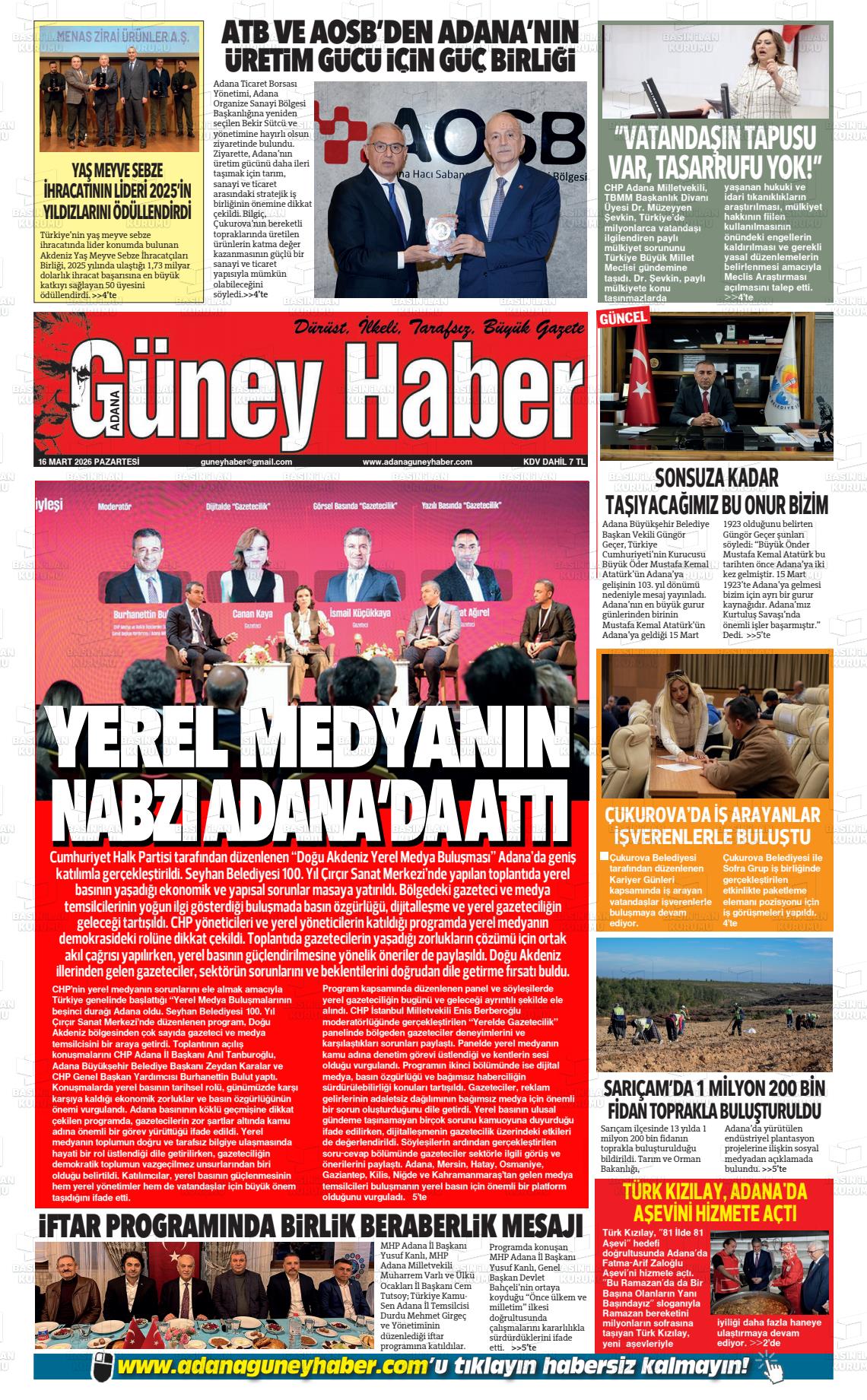 Adana Guneyhaber 16.03.2026