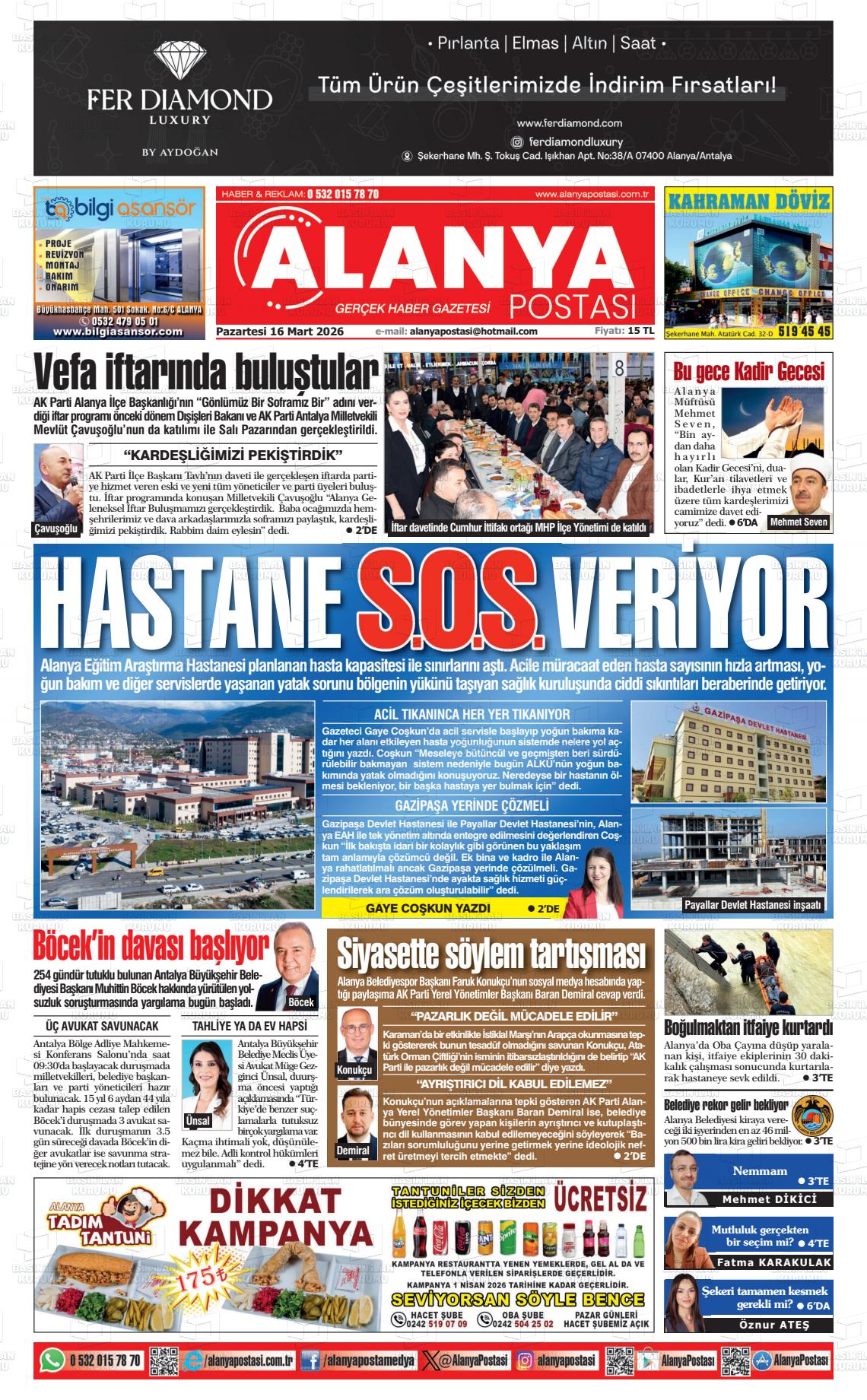 Antalya Alanyapostasi 16.03.2026