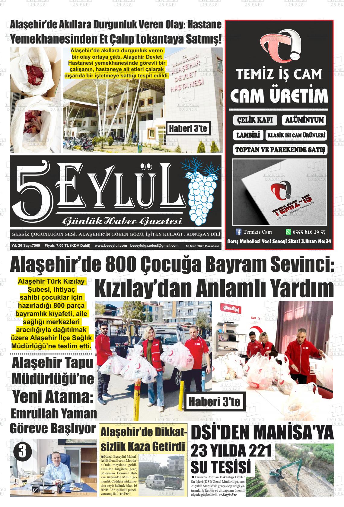 Manisa Alasehir 5 Eylul 16.03.2026