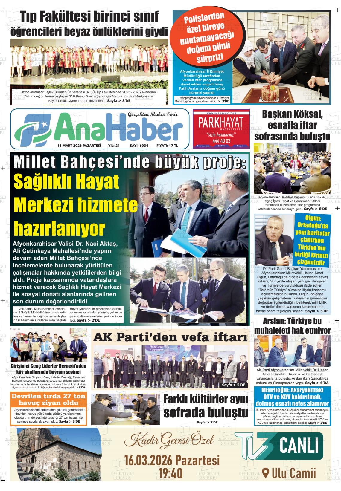 Afyonkarahisar Anahaber 16.03.2026