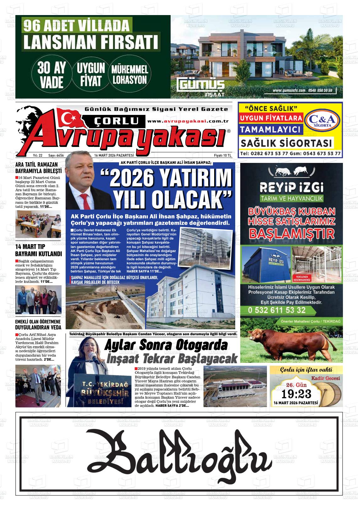 Tekirdag Avrupayakasi 16.03.2026