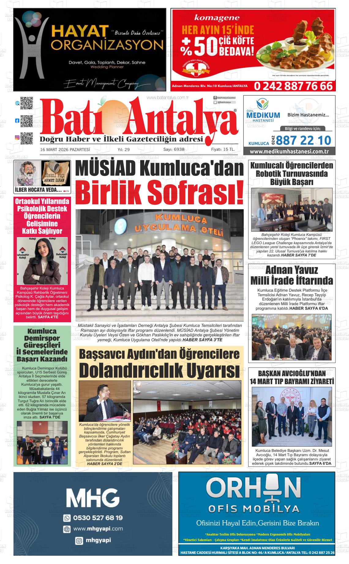 Antalya Bati 16.03.2026