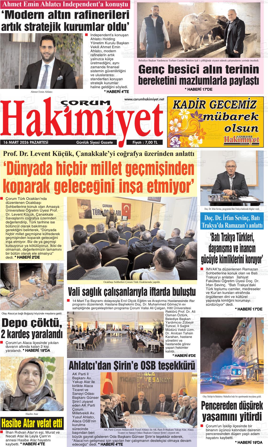 Corum Hakimiyet 16.03.2026
