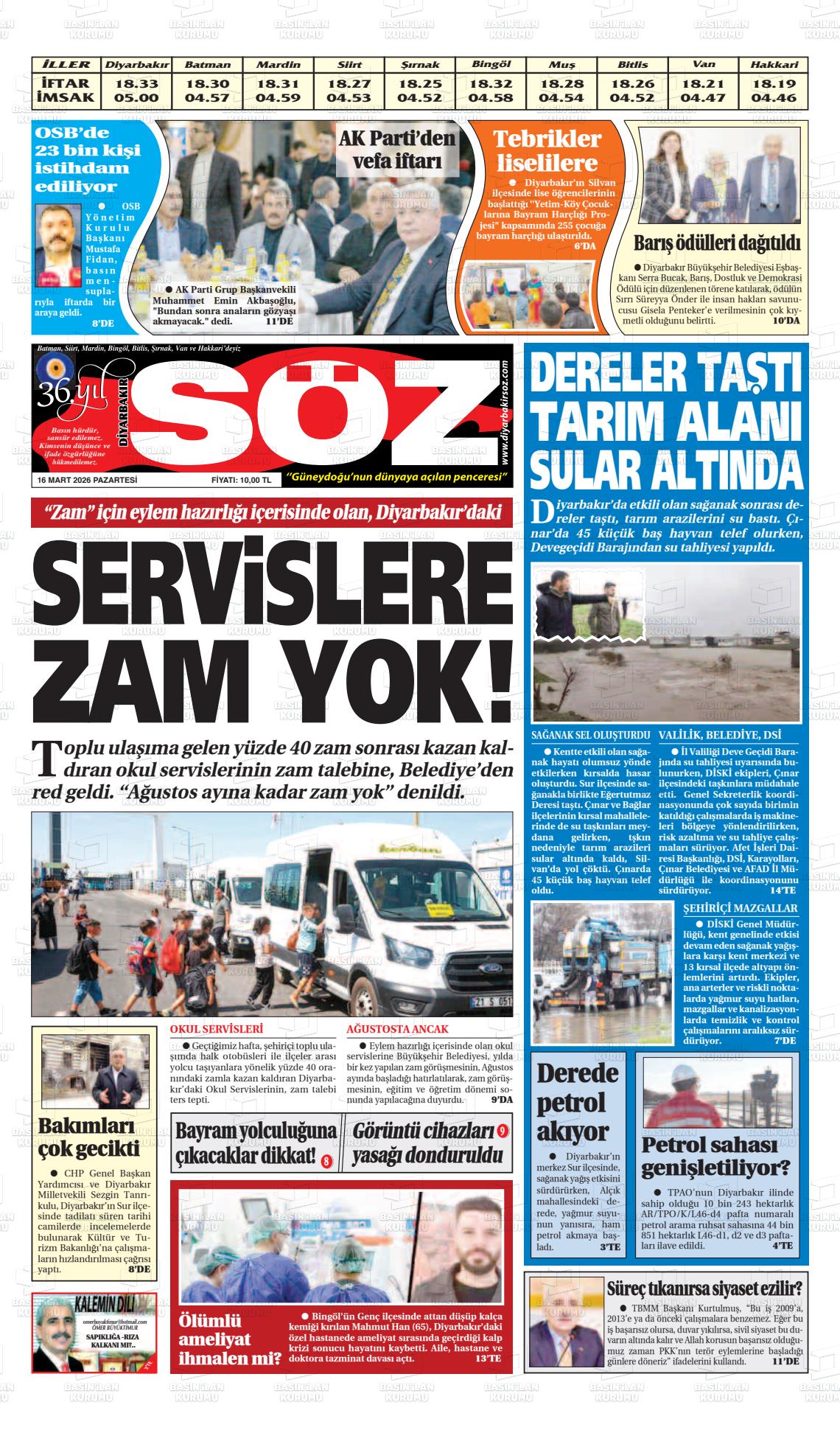 Diyarbakir Soz 16.03.2026