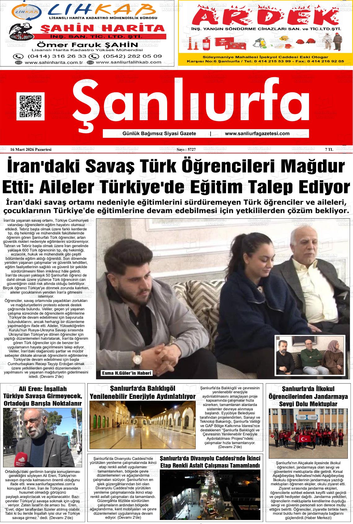 Sanliurfa Dunyadaveturkiyede 16.03.2026
