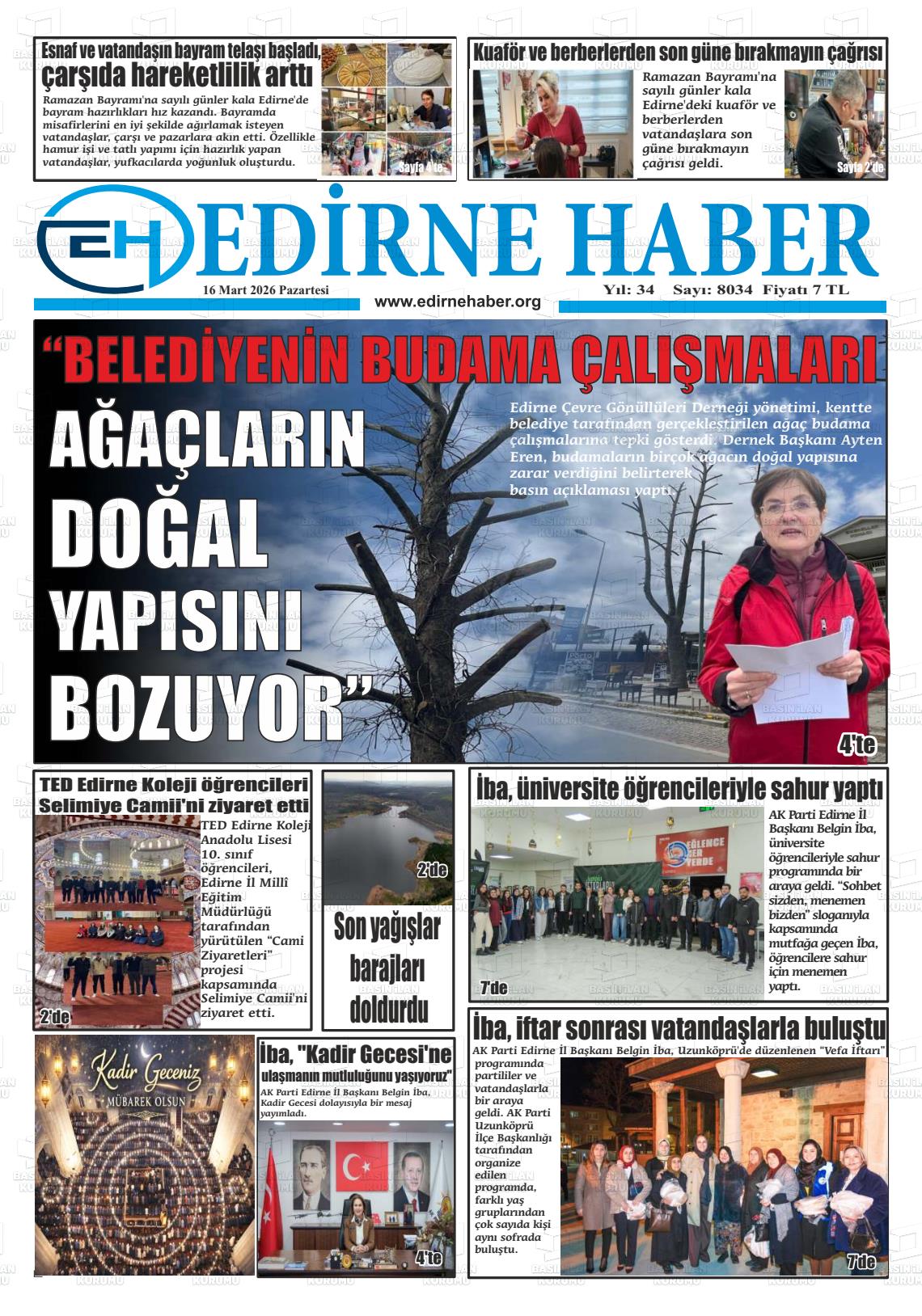 Edirne Haber 16.03.2026