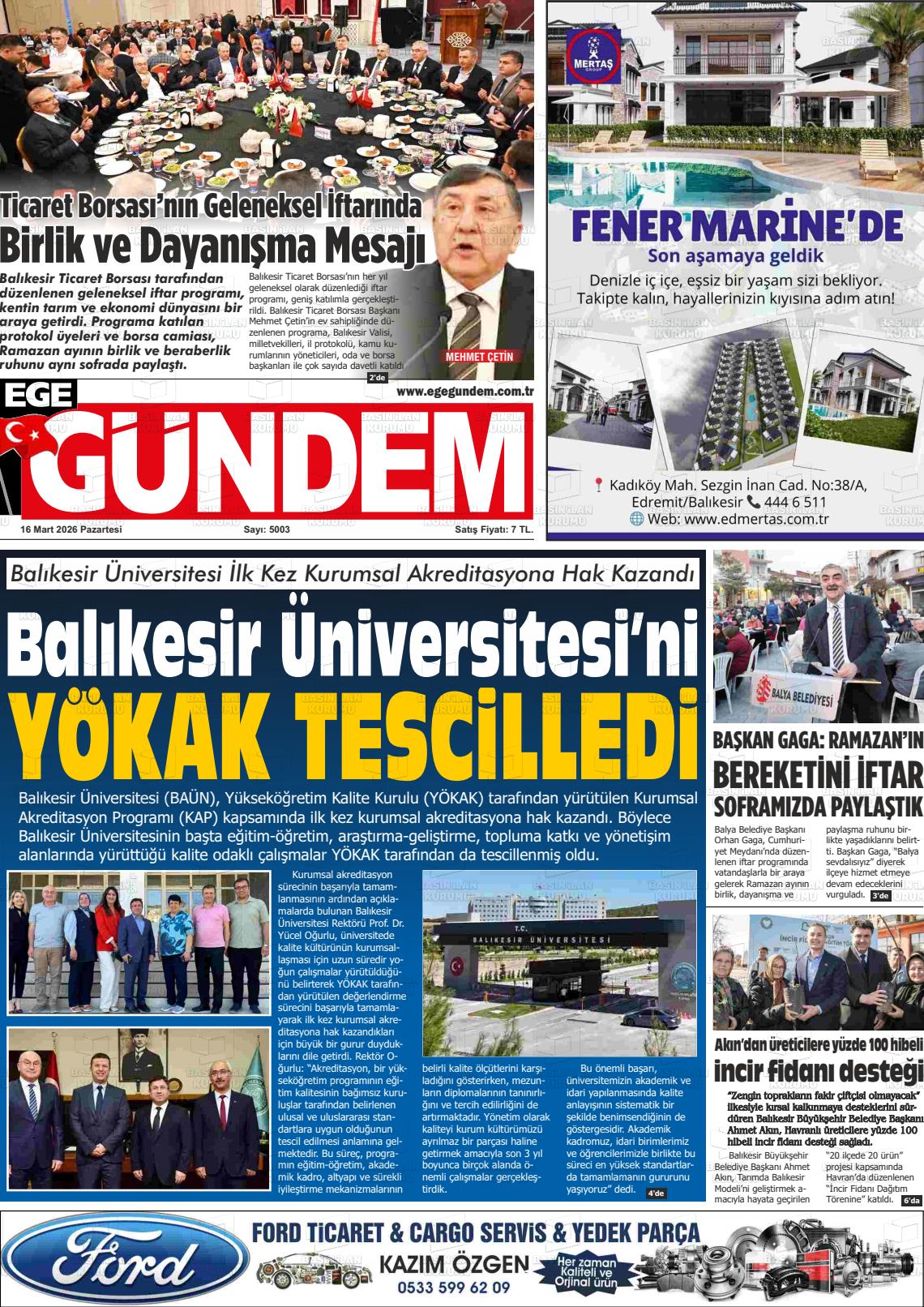 Balikesir Egegundem 16.03.2026