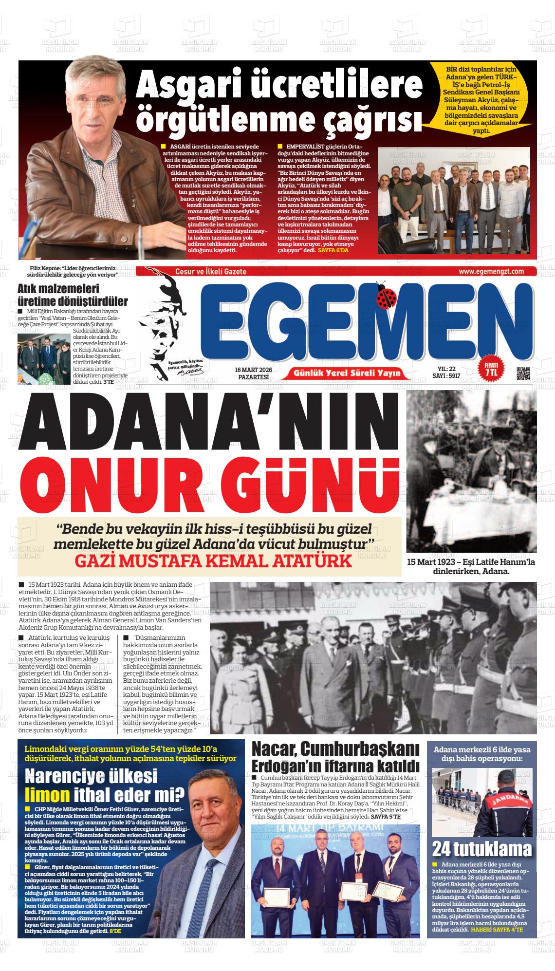 Adana Egemen 16.03.2026