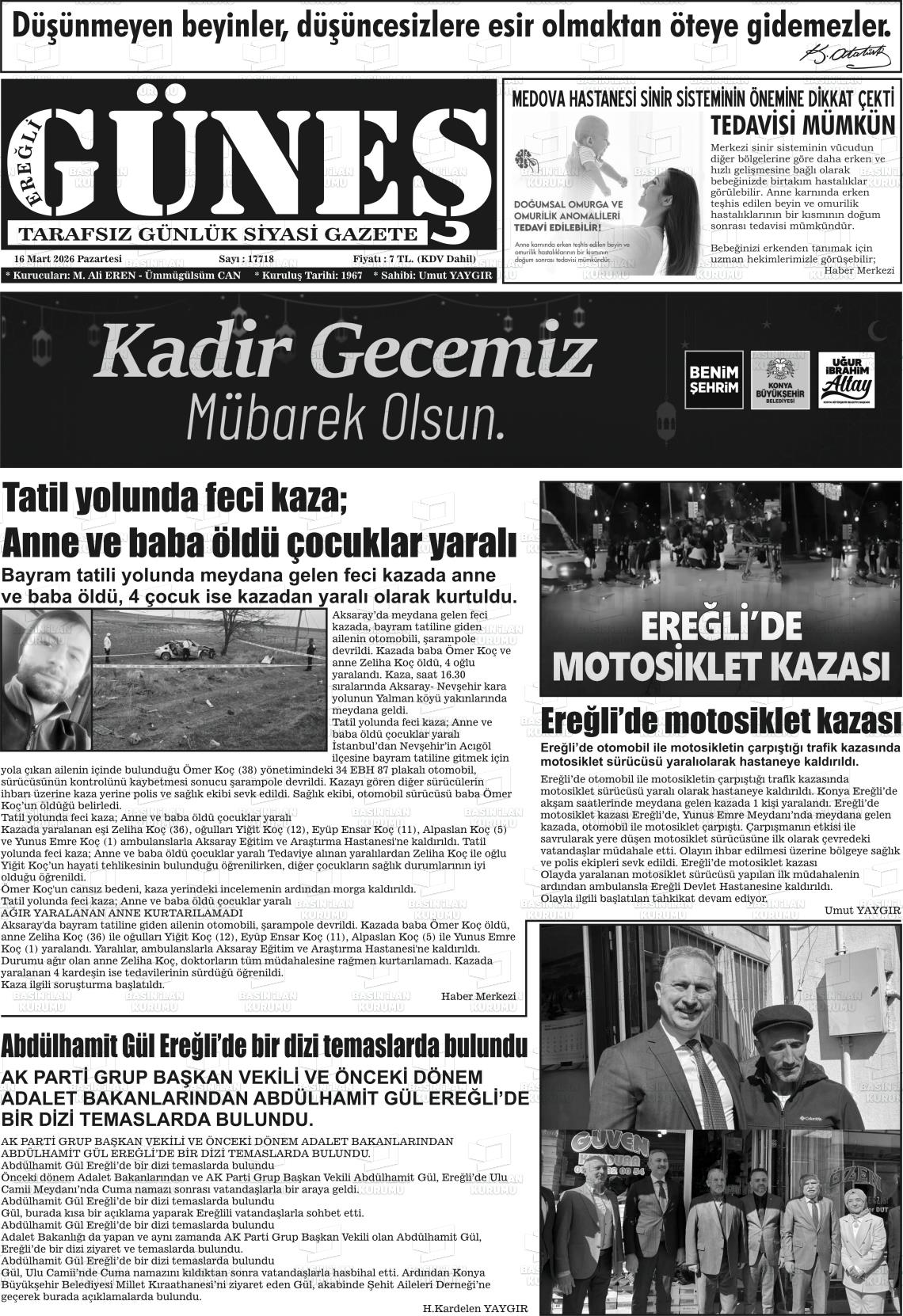 Konya Eregligunes 16.03.2026