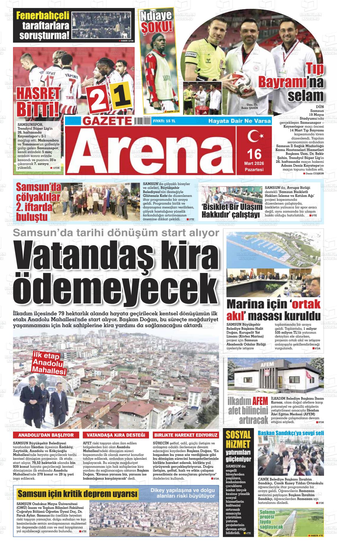 Samsun Gazetearena 16.03.2026