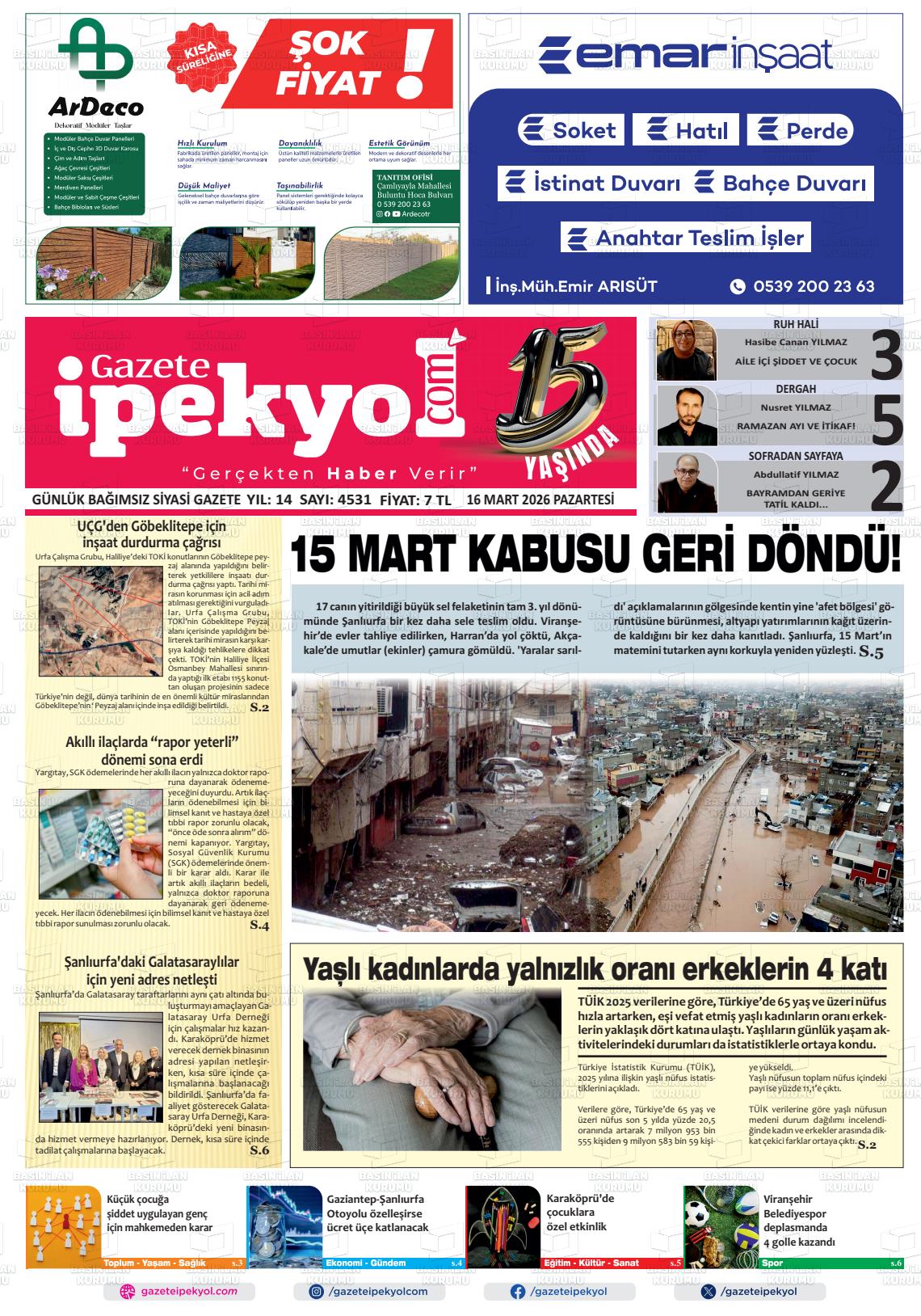 Sanliurfa Gazeteipekyol 16.03.2026