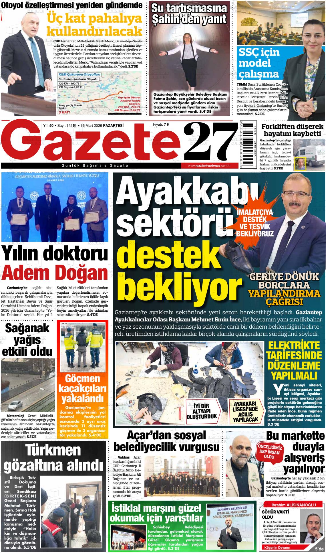 Gaziantep Dogus 16.03.2026