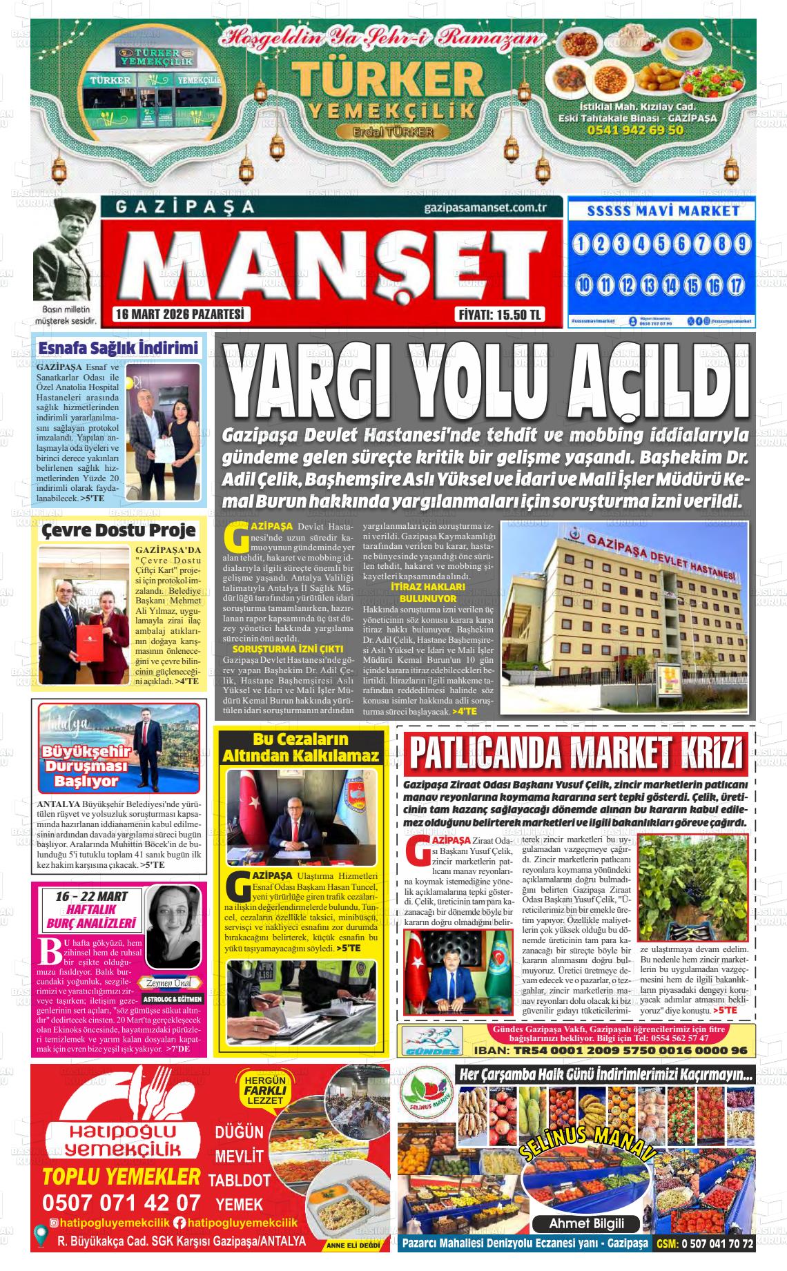 Antalya Gazipasamanset 16.03.2026