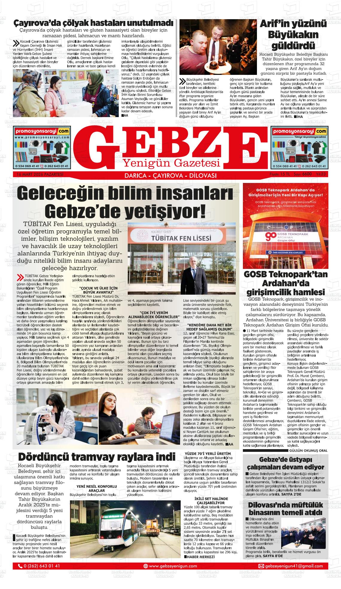 Kocaeli Gebzeyenigun 16.03.2026