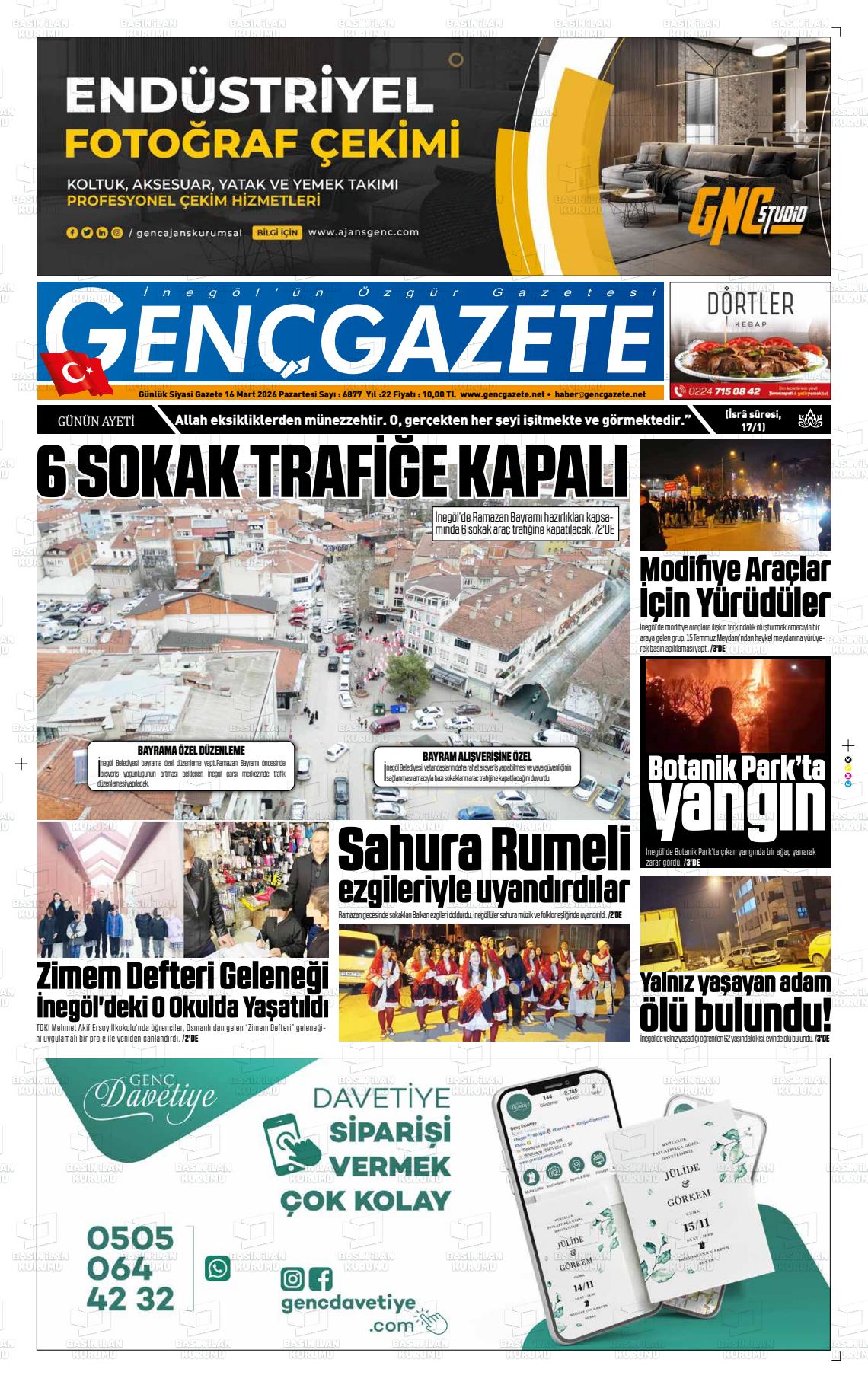 Bursa Gencgazete 16.03.2026