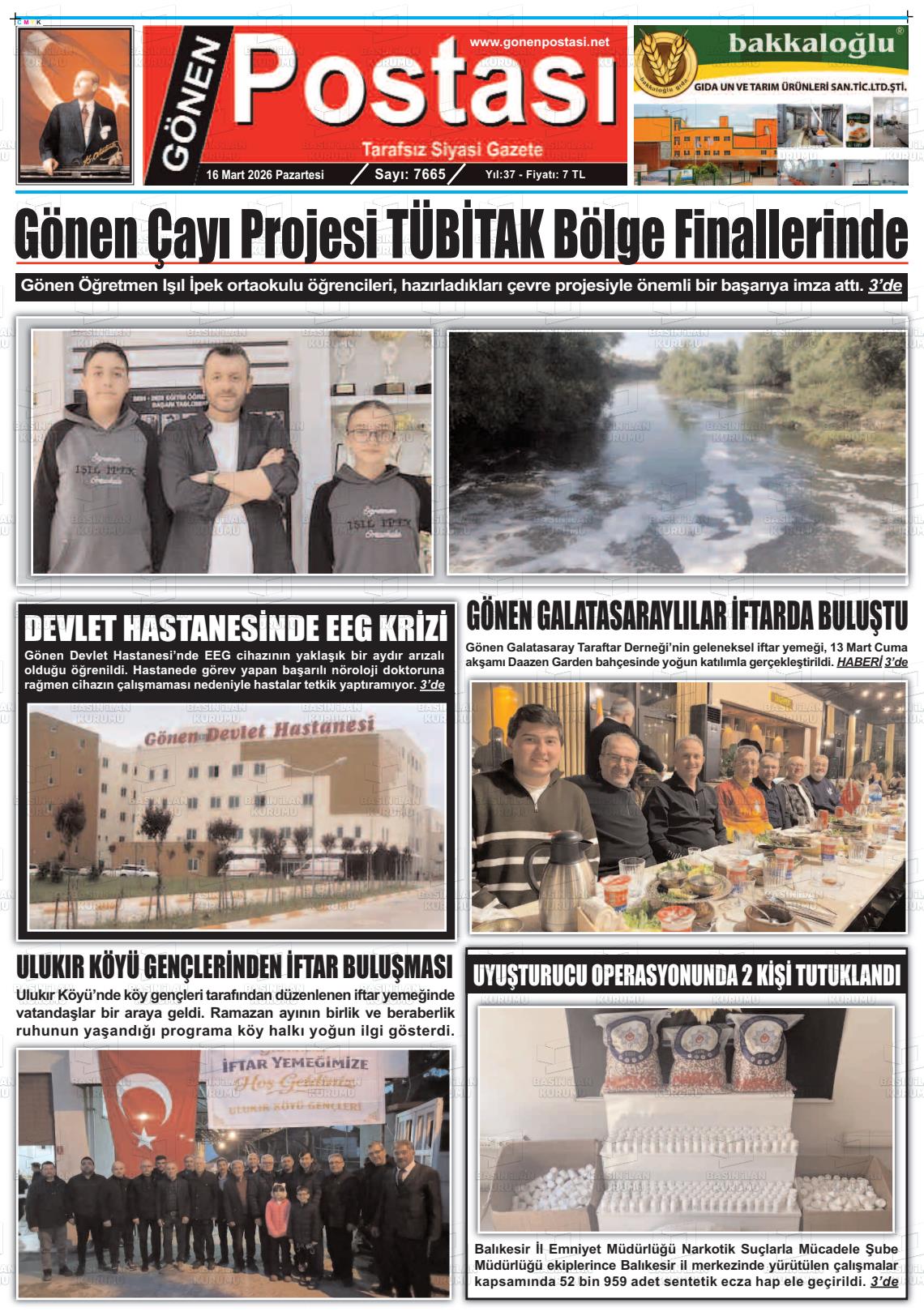 Balikesir Gonenpostasi 16.03.2026