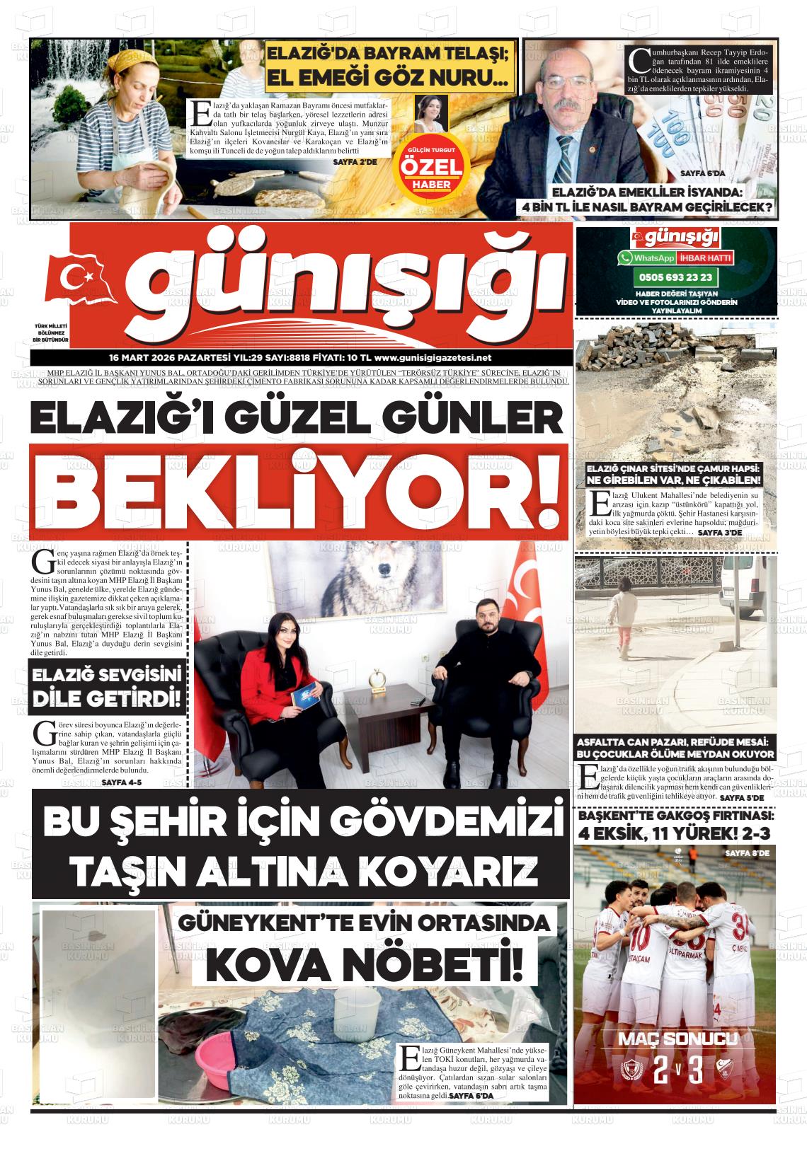 Elazig Gunisigi 16.03.2026