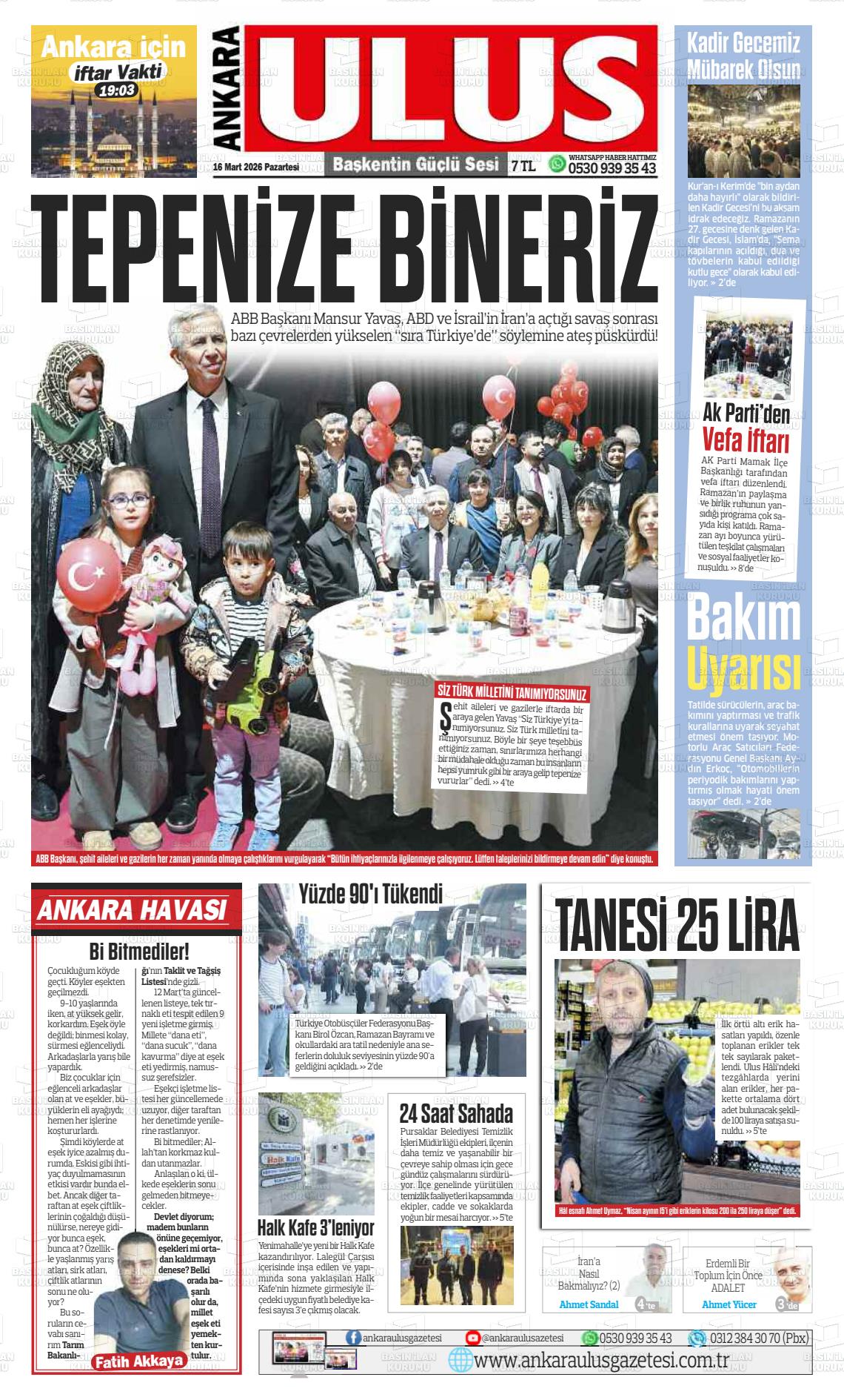 Ankara Habervaktim 16.03.2026
