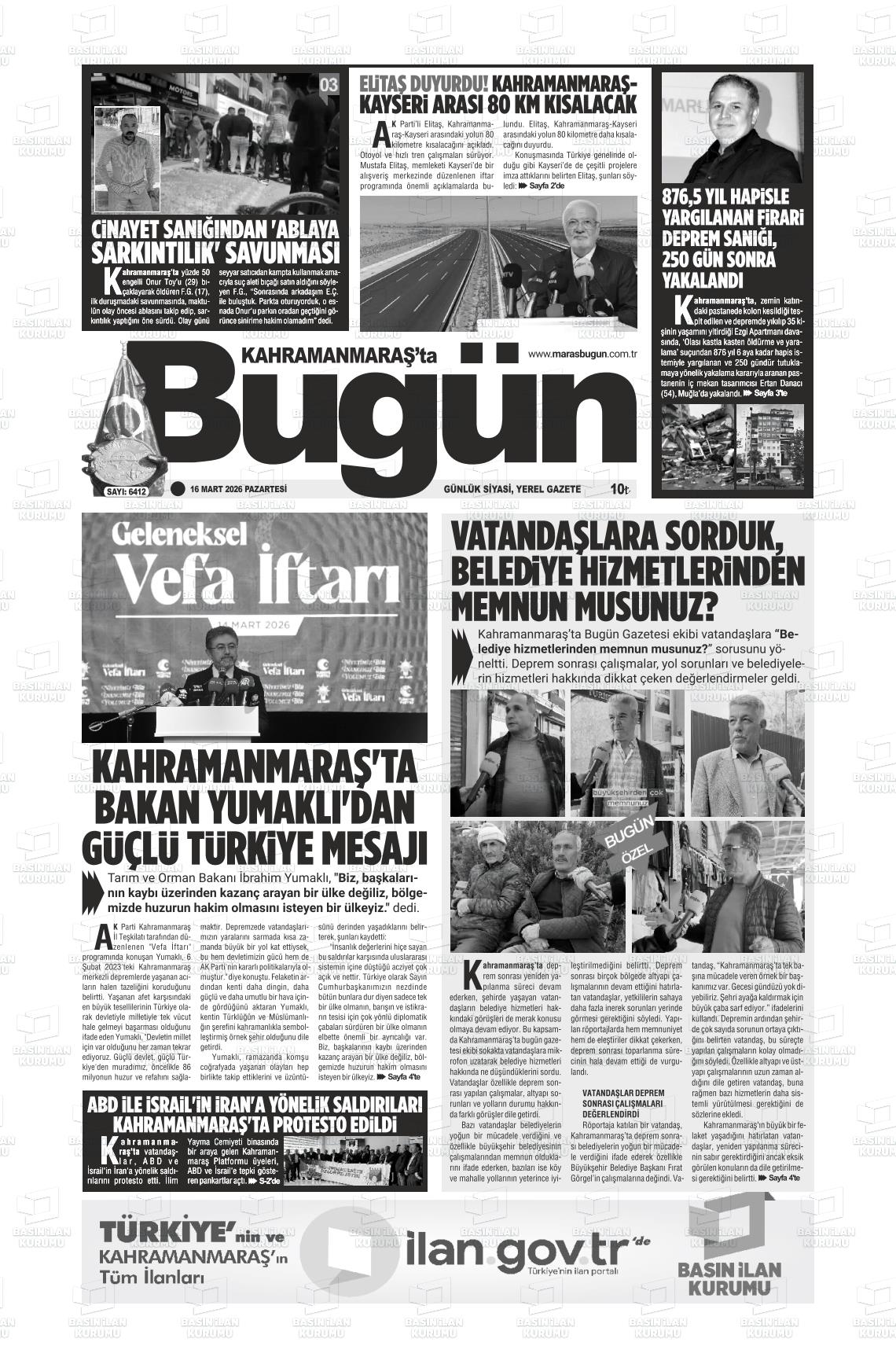 Kahramanmaras Tabugun 16.03.2026