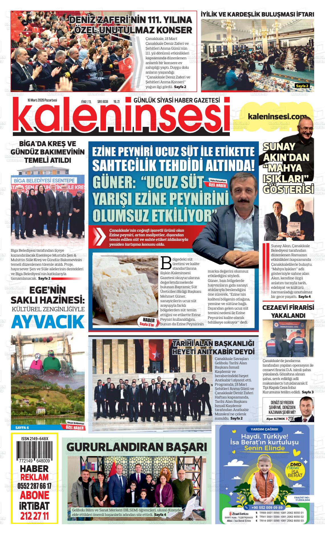 Canakkale Kaleninsesi 16.03.2026