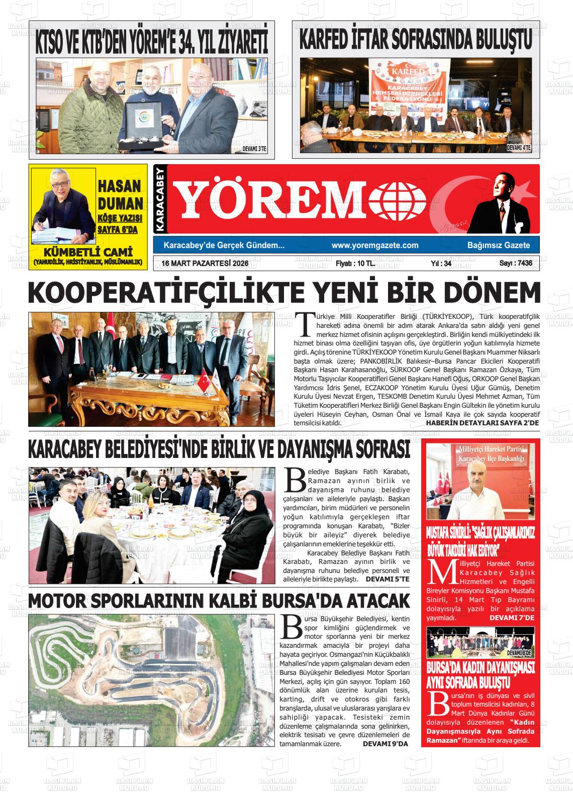 Bursa Karacabeyyorem 16.03.2026