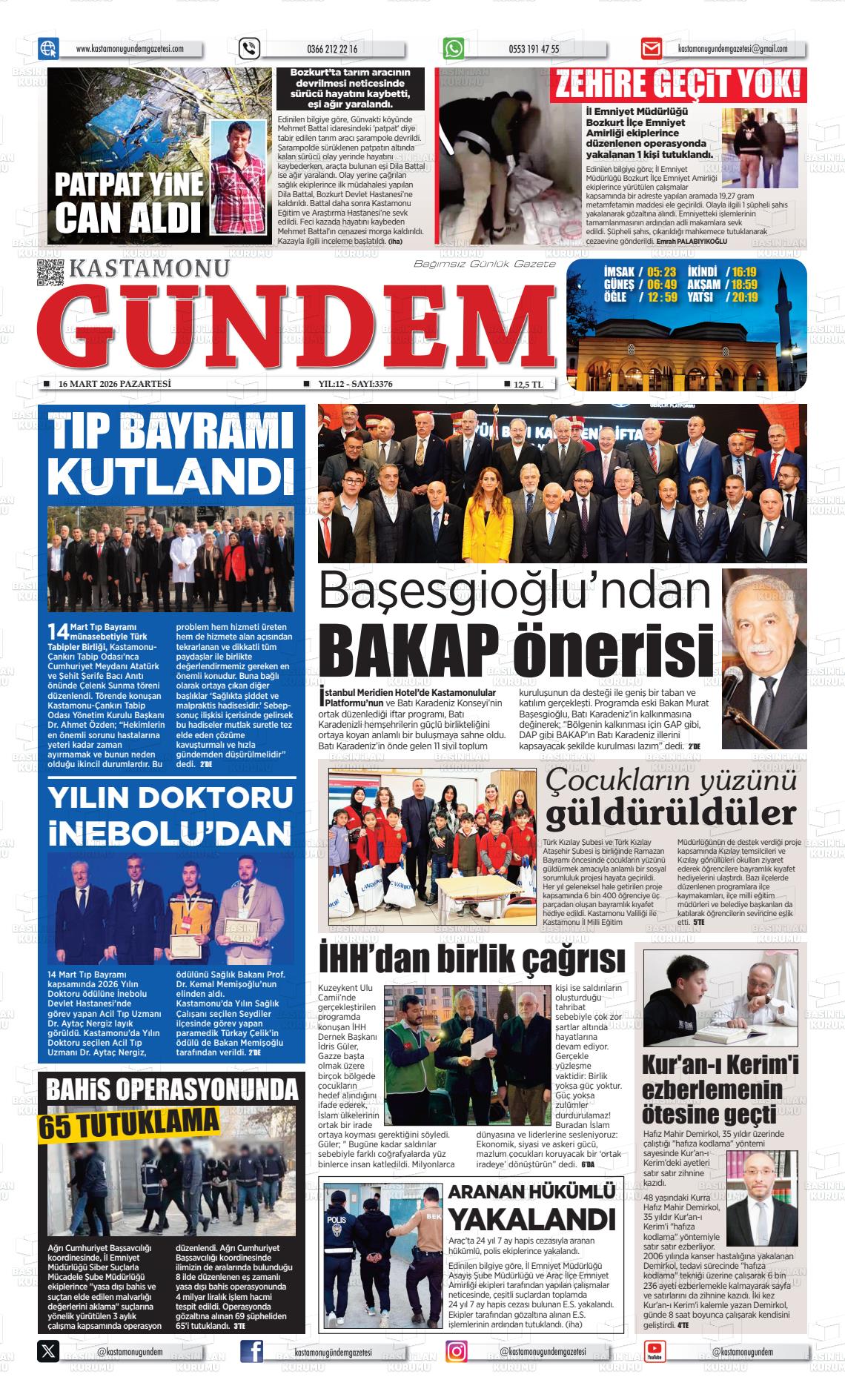 Kastamonu Gundem 16.03.2026
