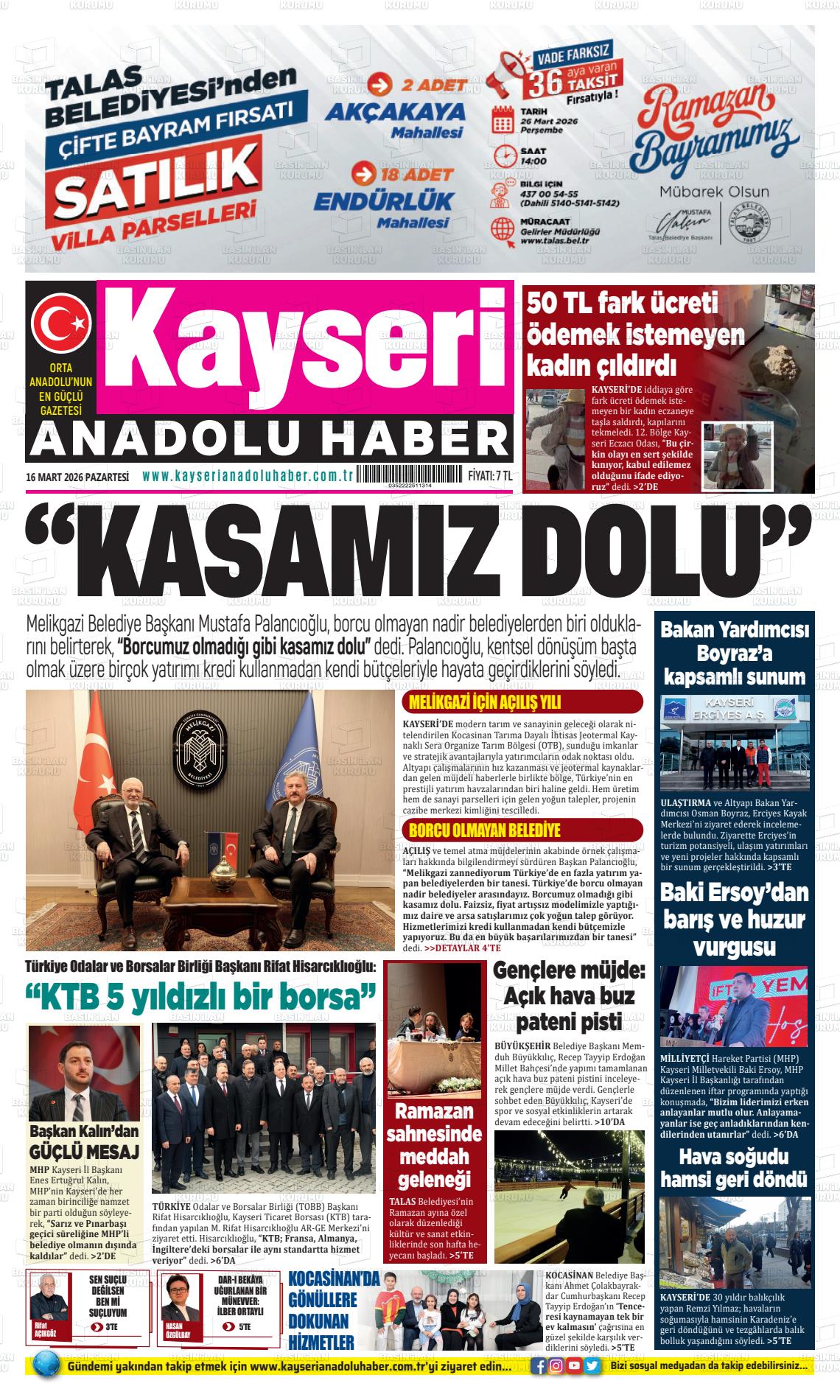 Kayseri Anadoluhaber 16.03.2026