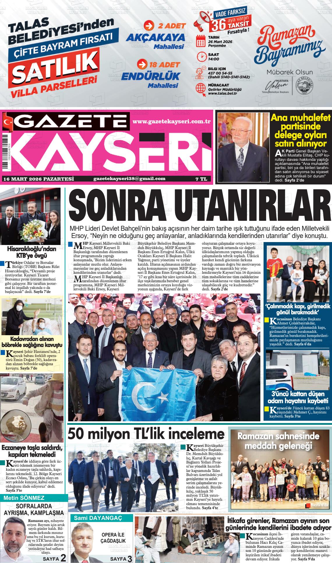 Kayseri Haber 38 16.03.2026
