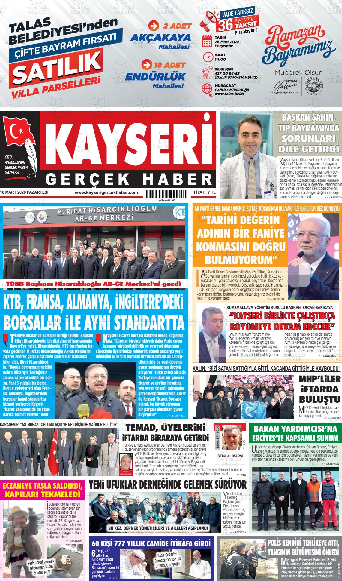 Kayseri Starhaber 16.03.2026