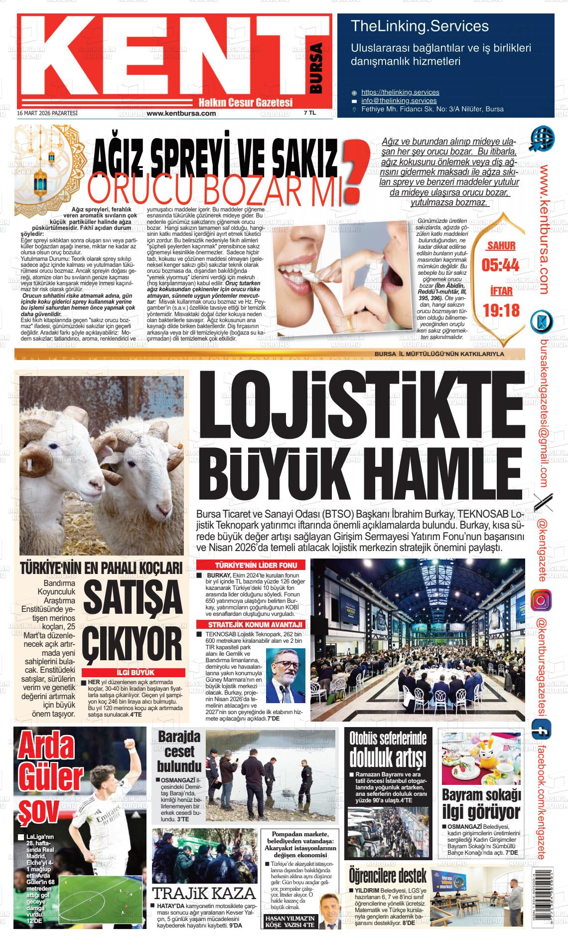 Bursa Kent 16.03.2026
