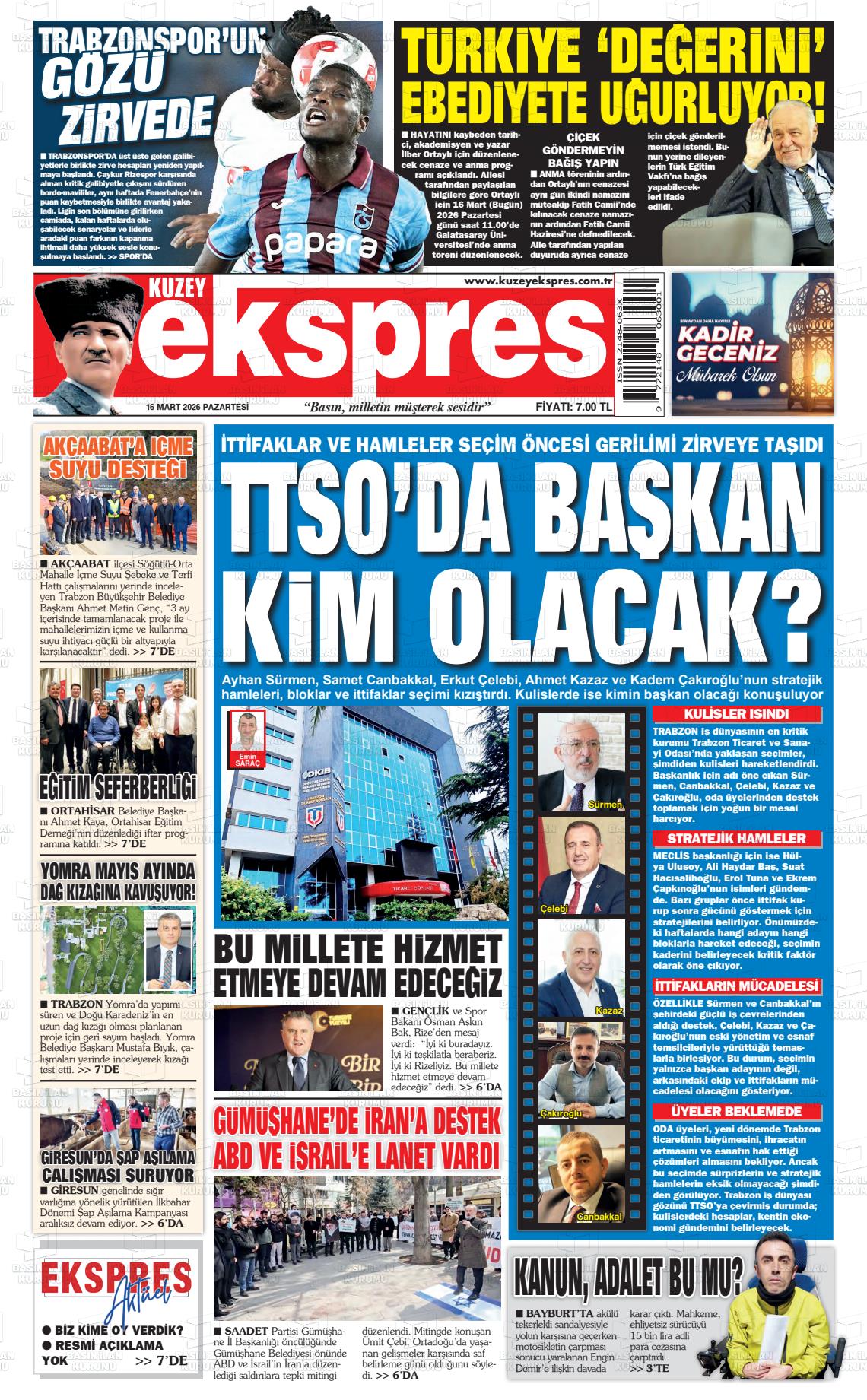 Trabzon Kuzeyekspres 16.03.2026