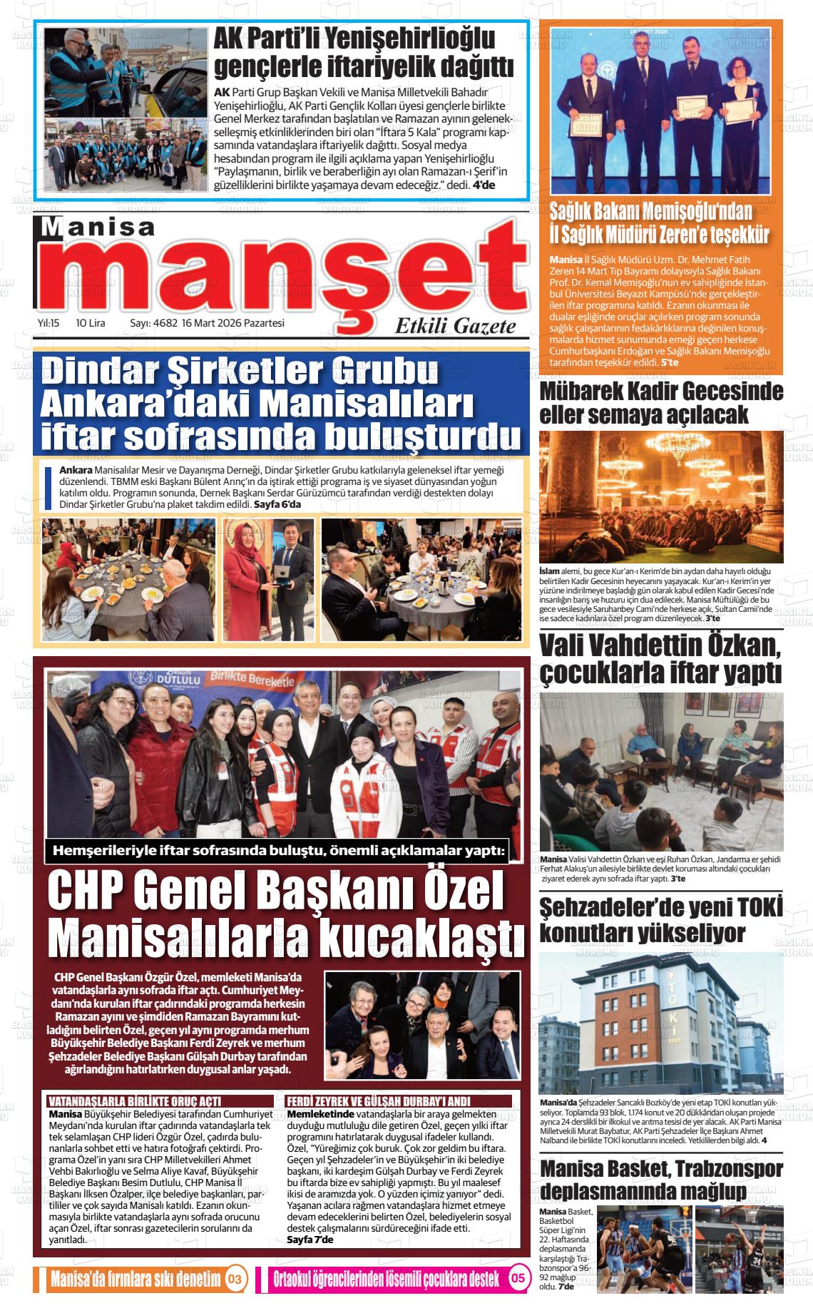 Manisa Manset 16.03.2026