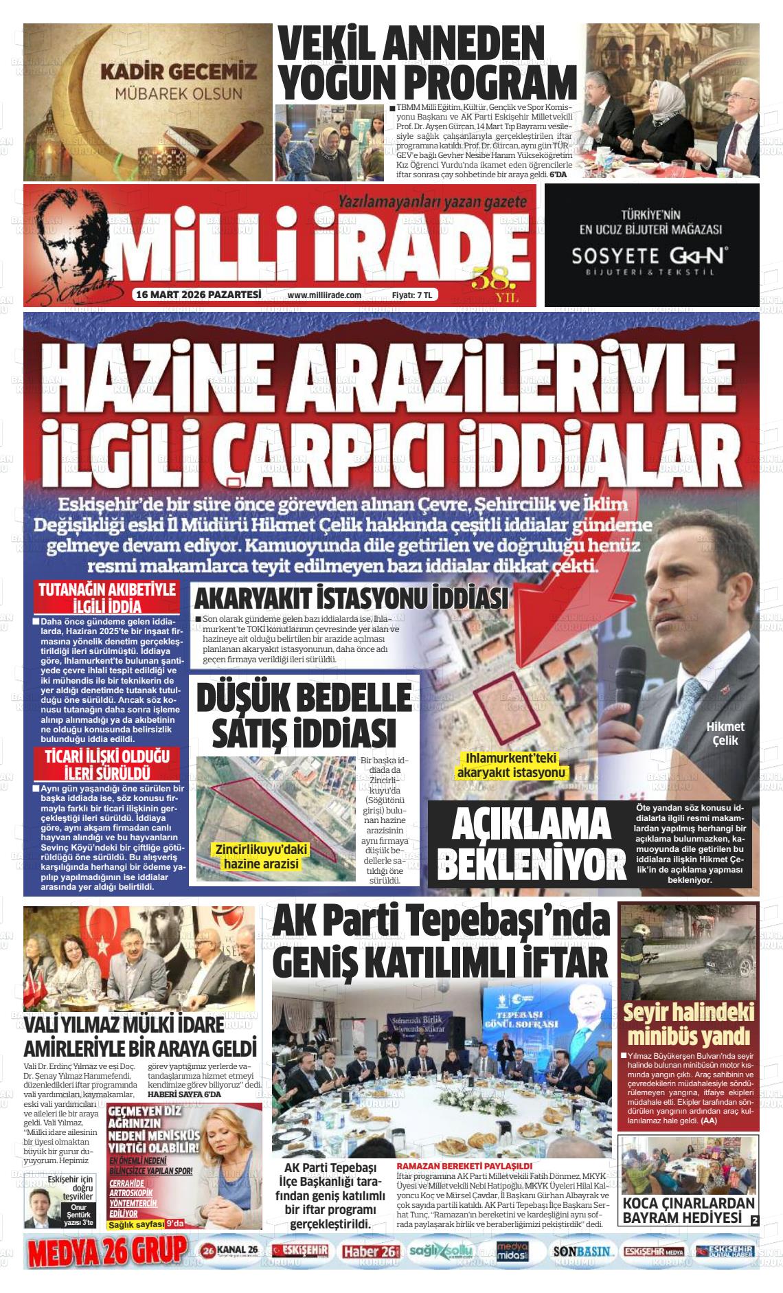 Konya Milliirade 16.03.2026