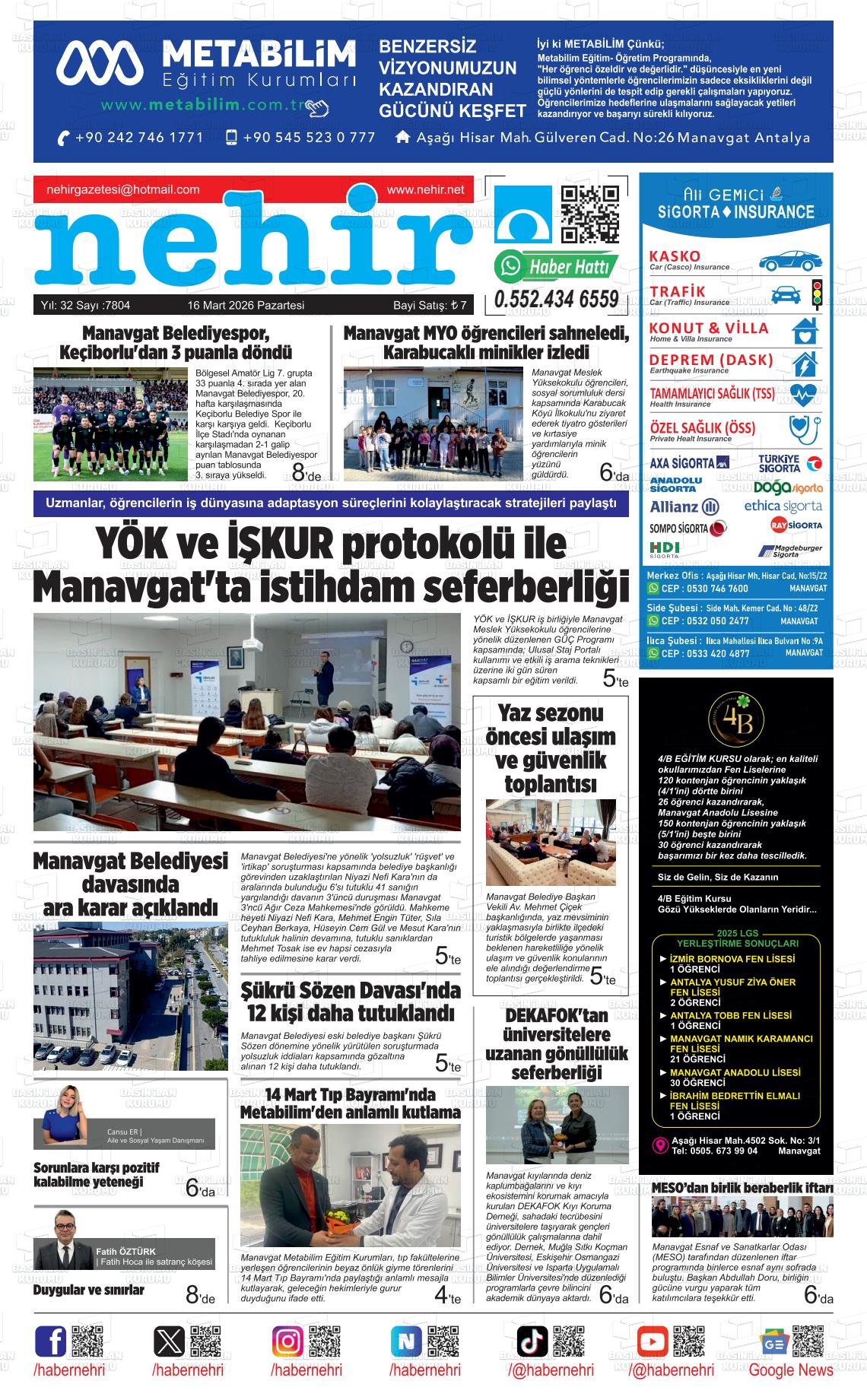 Antalya Nehir 16.03.2026