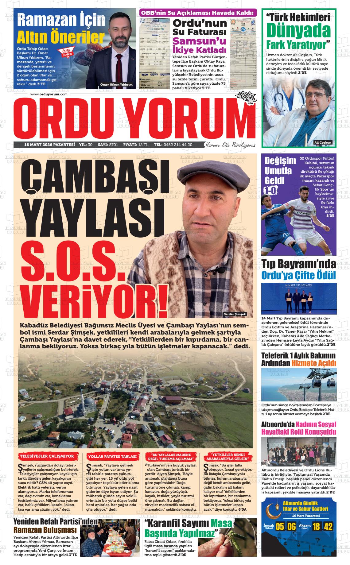 Ordu Yorum 16.03.2026