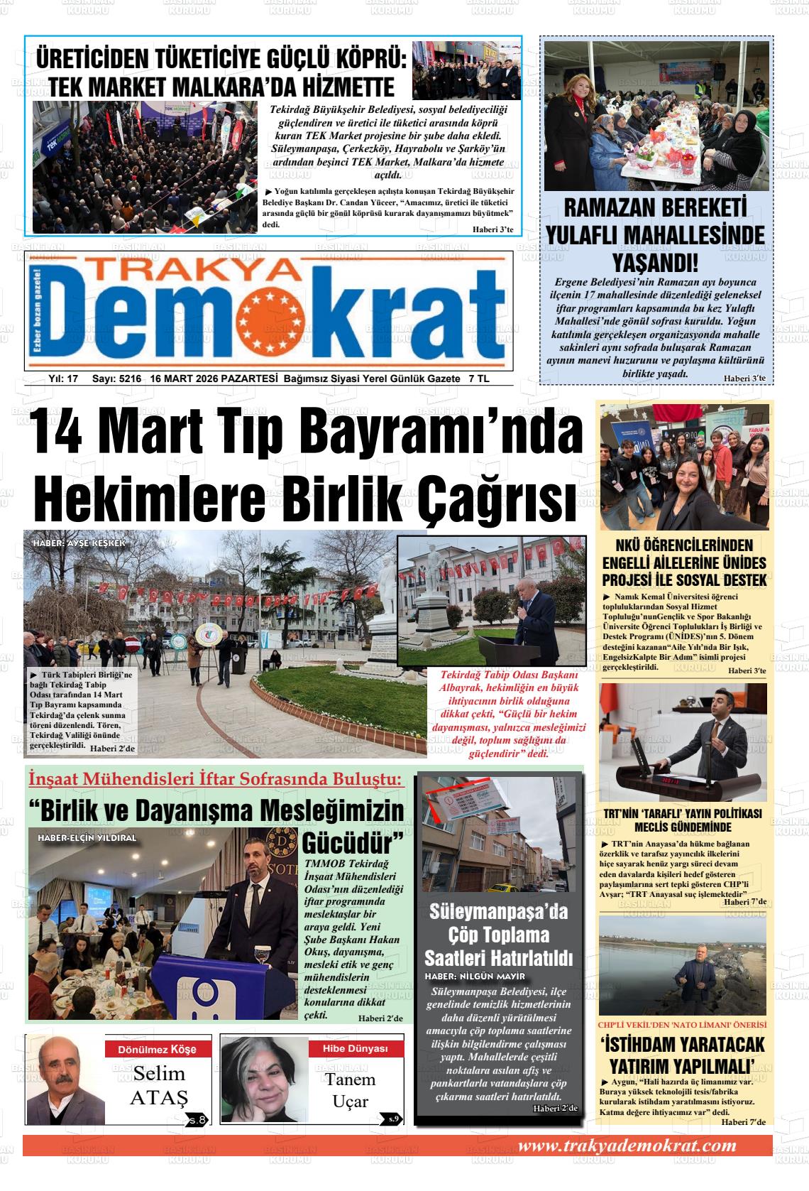 Tekirdag Trakyademokrat 16.03.2026