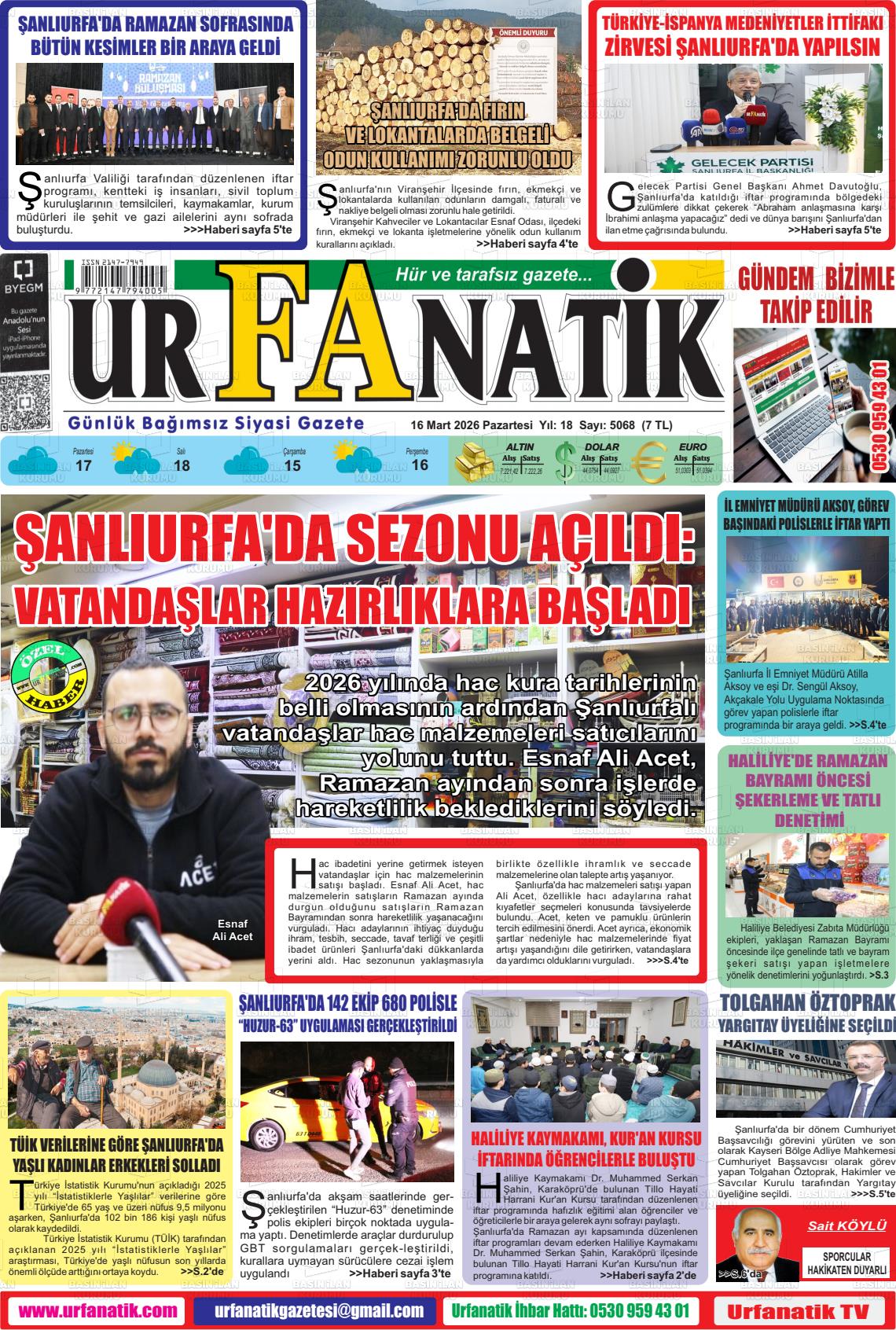 Sanliurfa Urfanatik 16.03.2026