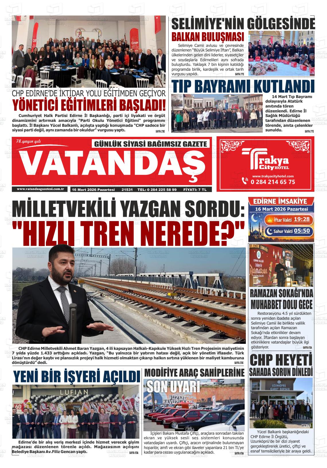 Edirne Vatandas 16.03.2026