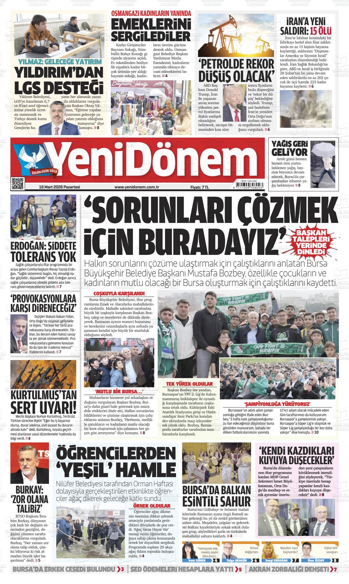 Bursa Yenidonem 16.03.2026