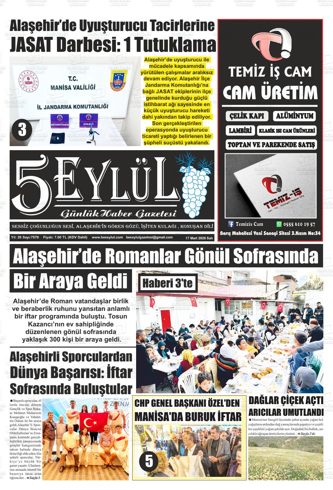 Manisa Alasehir 5 Eylul 17.03.2026