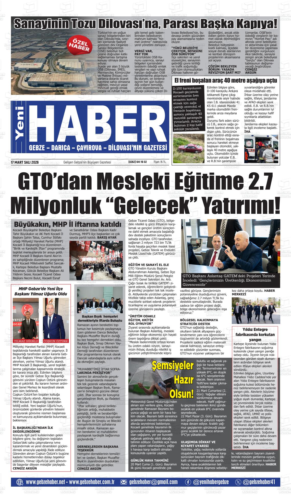 Kocaeli Gebzehaber 17.03.2026