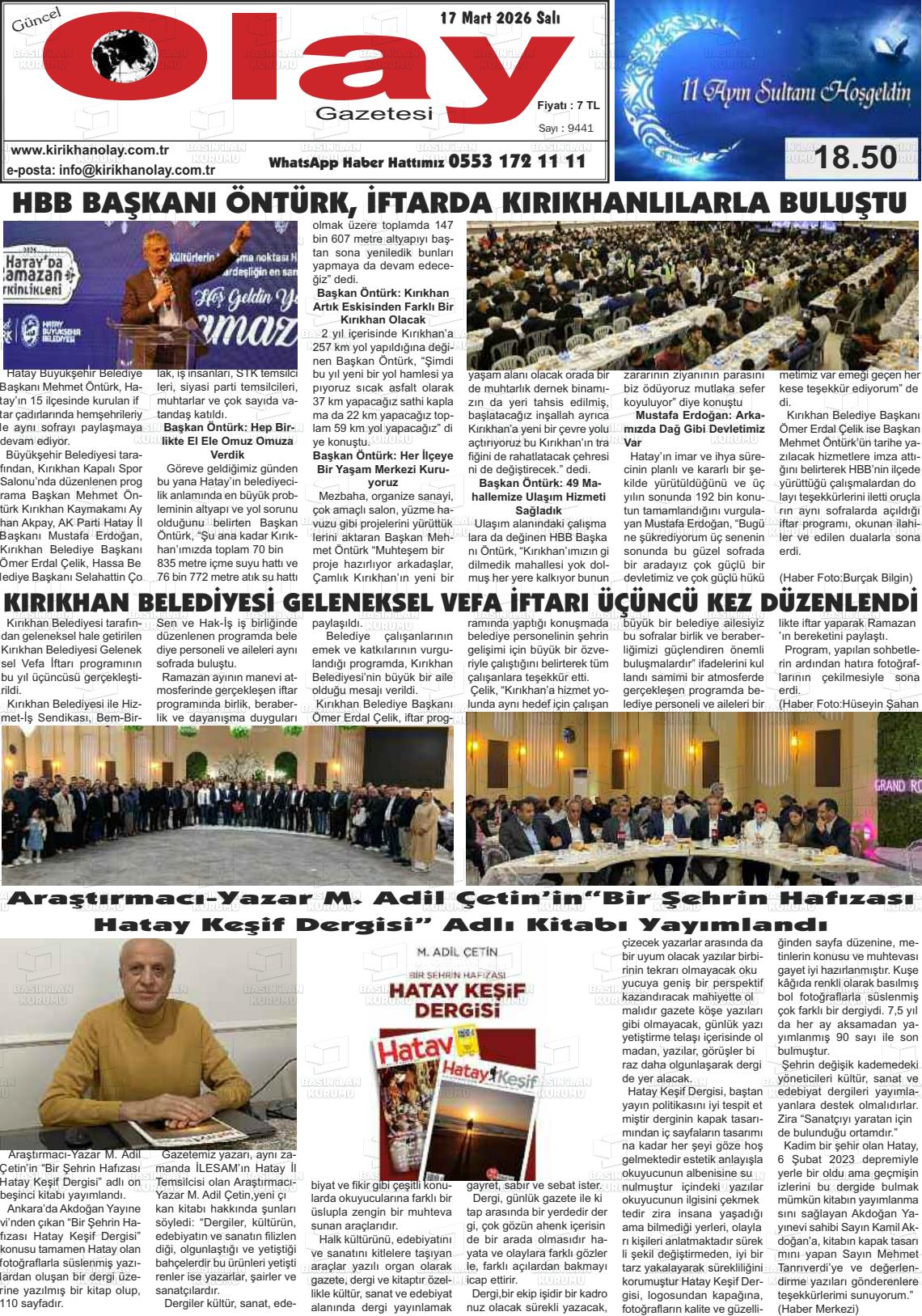 Hatay Guncelolay 17.03.2026