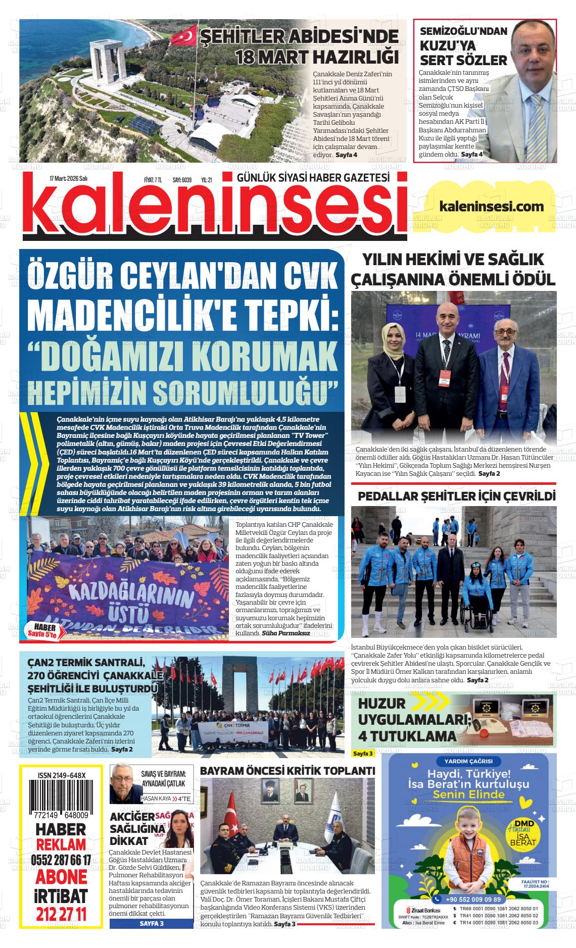Canakkale Kaleninsesi 17.03.2026