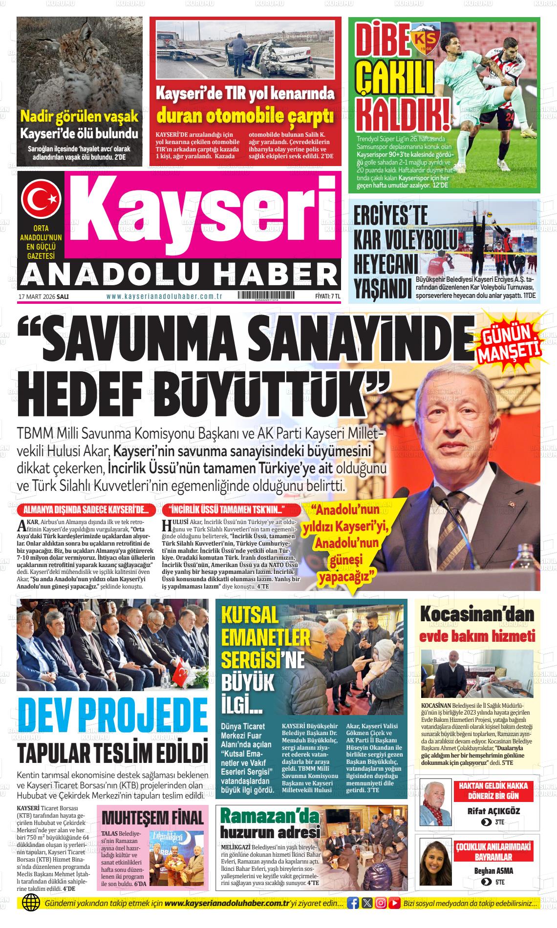 Kayseri Anadoluhaber 17.03.2026