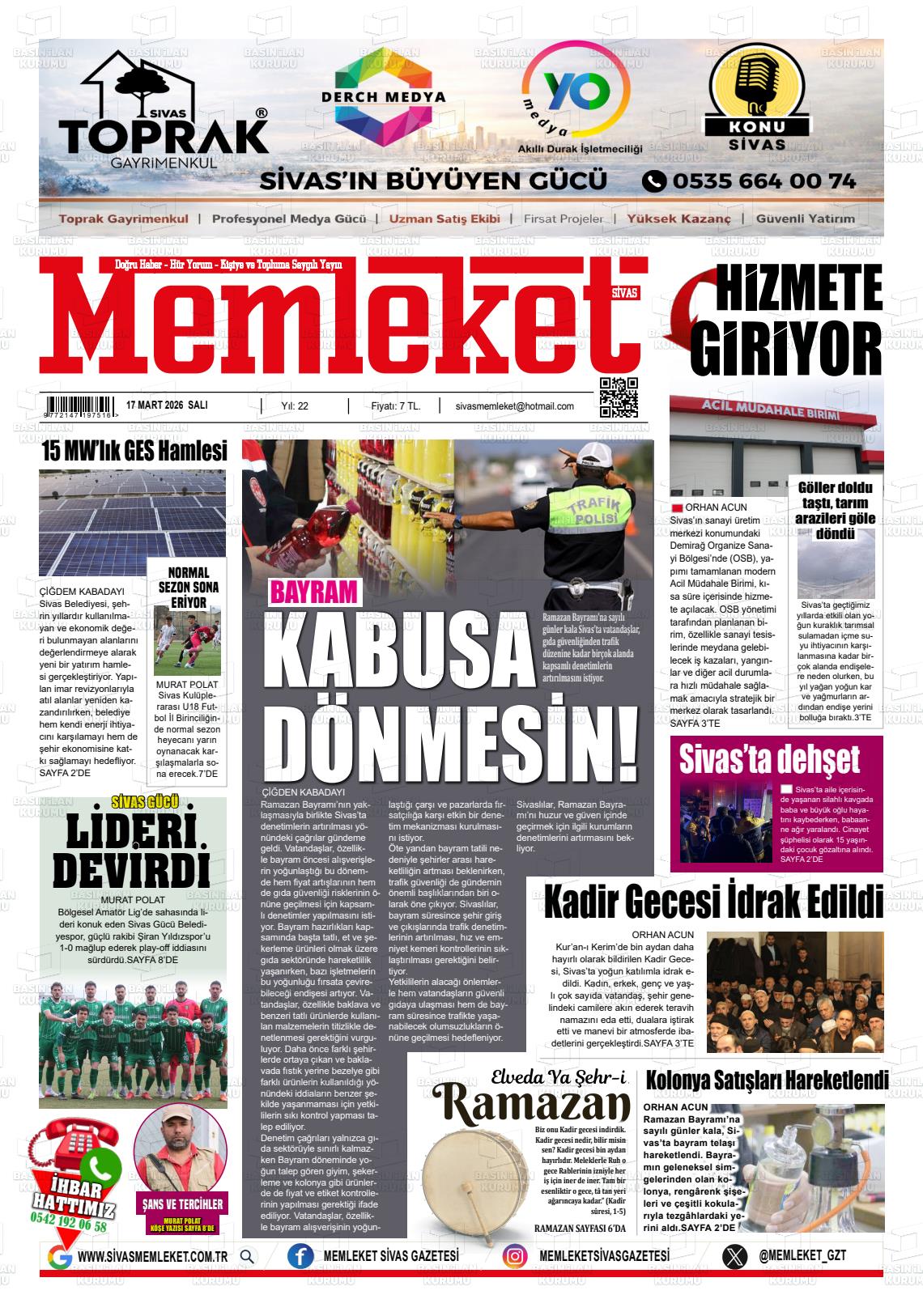 Sivas Memleket 17.03.2026