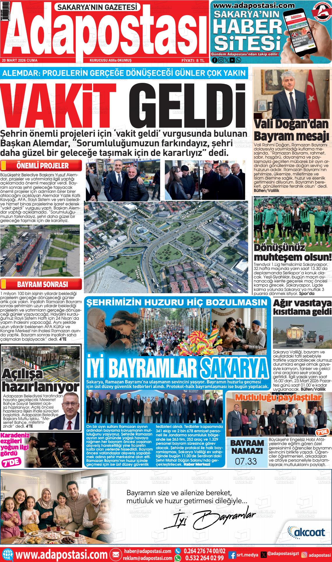 Sakarya Adapostasi 20.03.2026