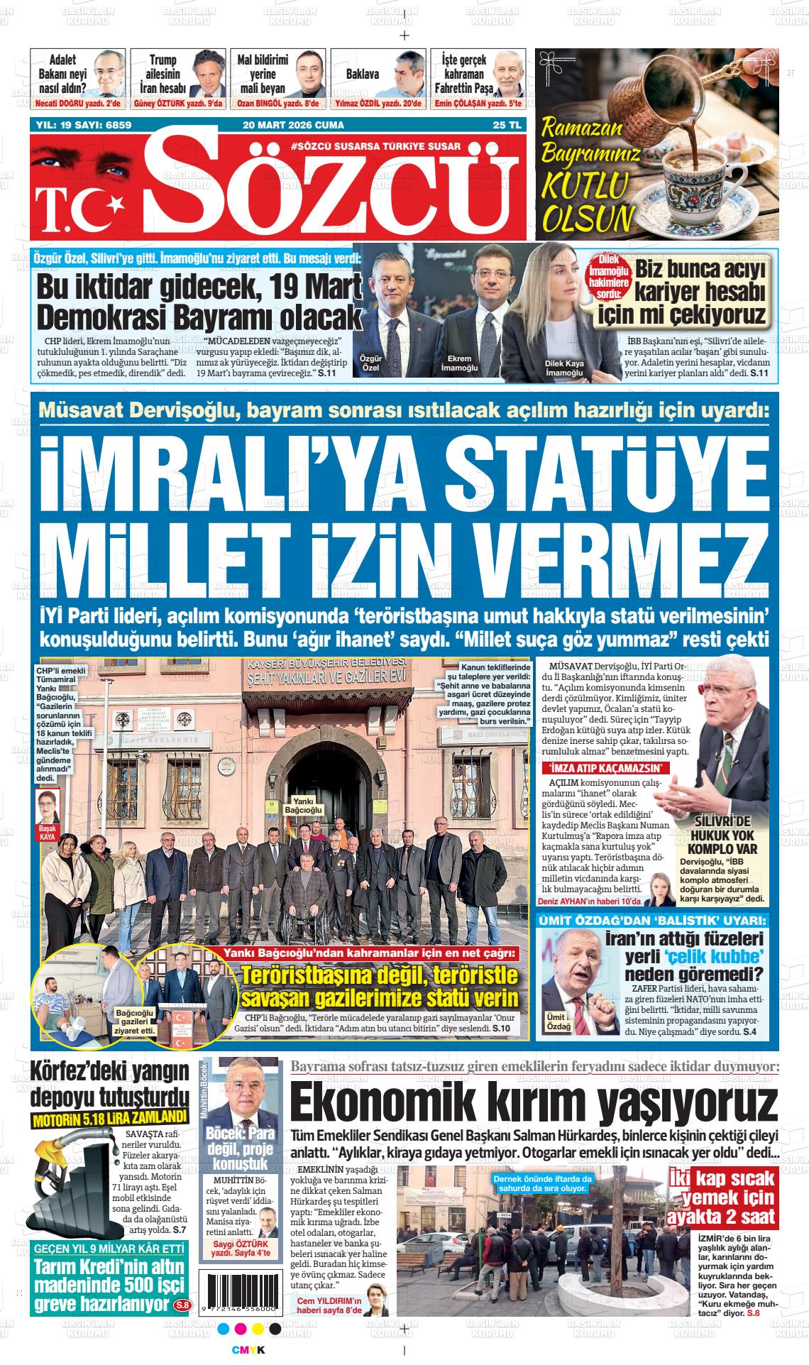 Sözcü Gazetesi 20.03.2026