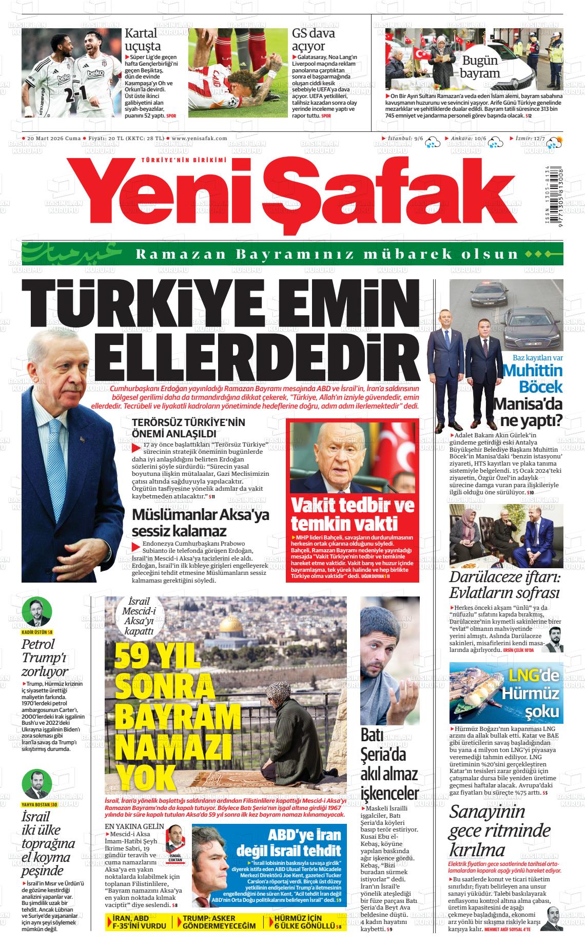 Yeni Şafak Gazetesi 20.03.2026