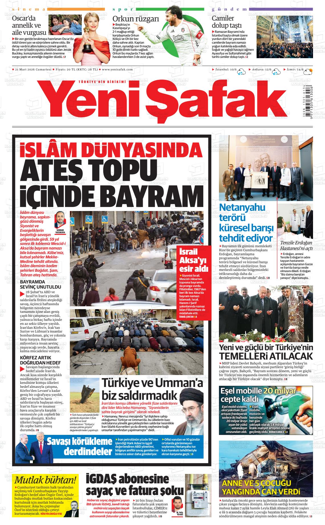 Yeni Şafak Gazetesi 21.03.2026