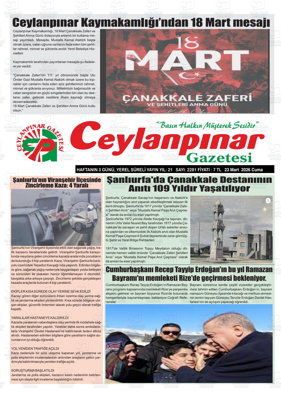 Sanliurfa Ceylanpinar 23.03.2026